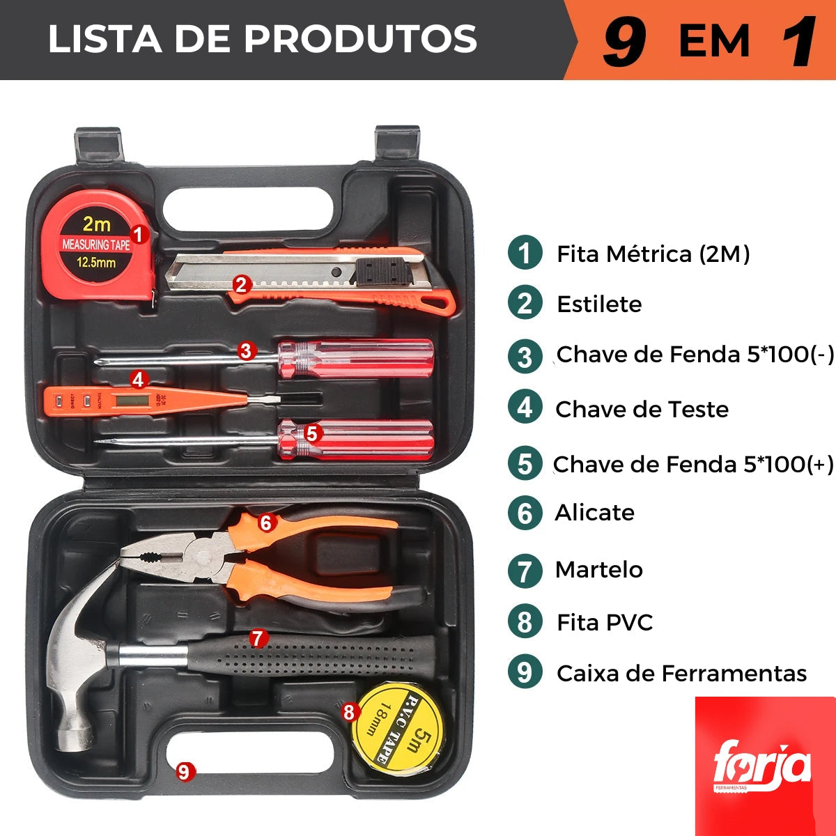 Conjunto de Ferramentas Manuais - Forja Multifuncional