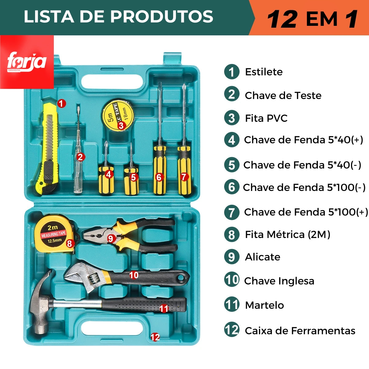 Conjunto de Ferramentas Manuais - Forja Multifuncional