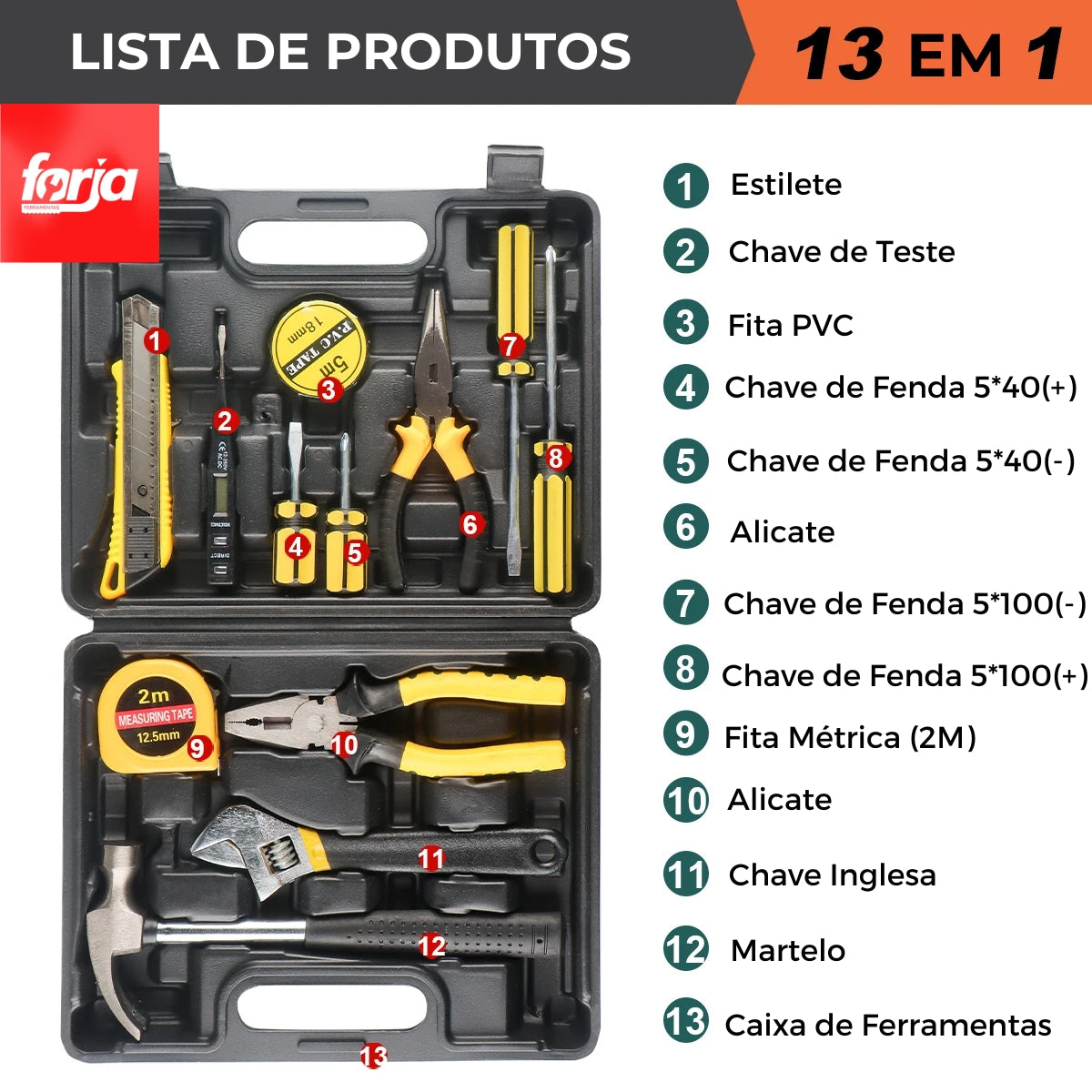 Conjunto de Ferramentas Manuais - Forja Multifuncional